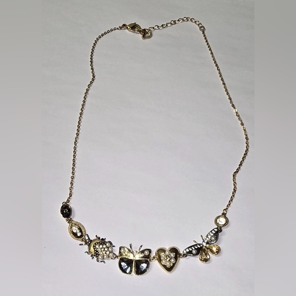 Swarovski Butterfly Gold Charm Necklace Swarovski Crystals 17in Adjustable - Picture 2 of 8